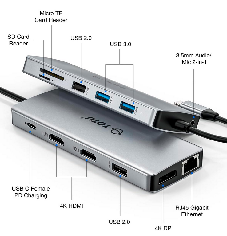Screenshot 2024-12-11 at 14-11-49 USB C HUB TOTU 13-in-1 Docking Station Triple Displays für USB C Windows Laptops und MacBook Pro MacOS unterstützt Mirror Display nur grau TT-HB010A Amazon.de Elektronik & Foto.png
